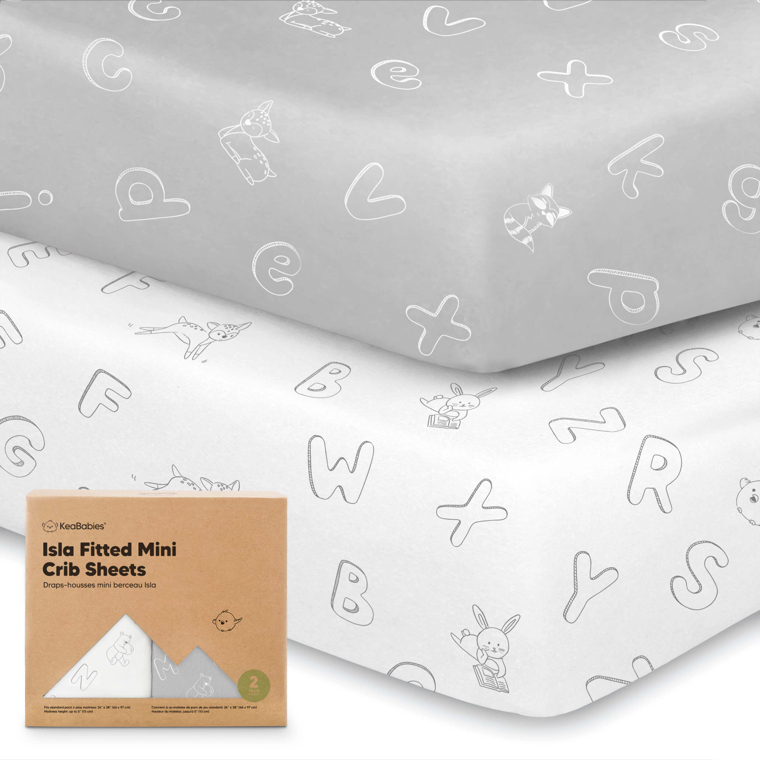 KeaBabies Isla Fitted Mini Crib Sheets