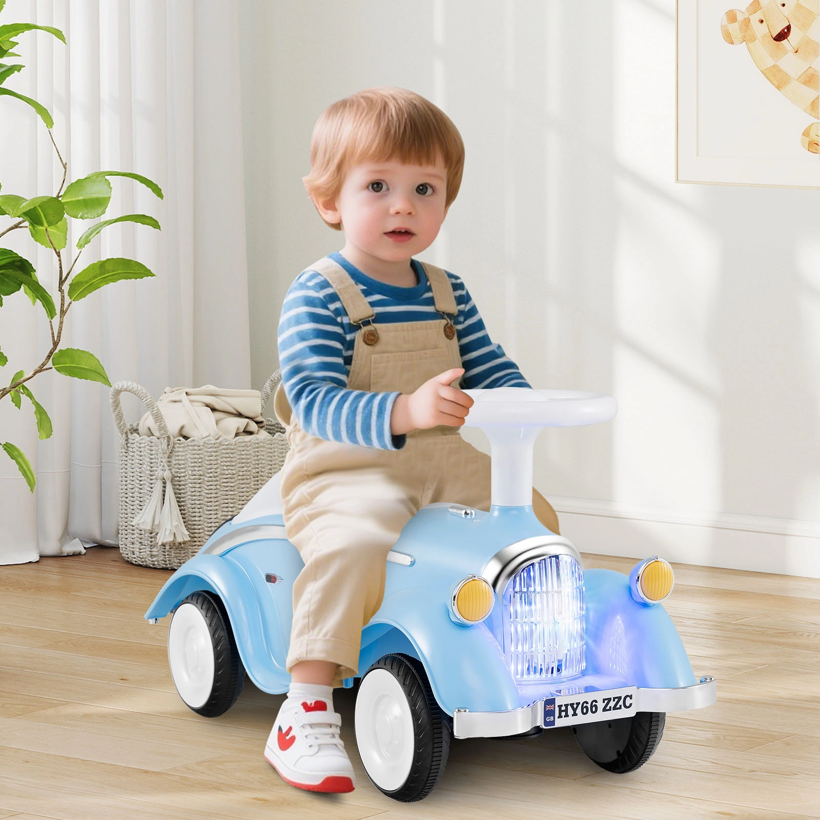SUGIFT Toddler Ride On Sliding Car with Horn and LED Headlight Foot-to-Floor 33-lb Capacity Ages 19-36 Months Blue