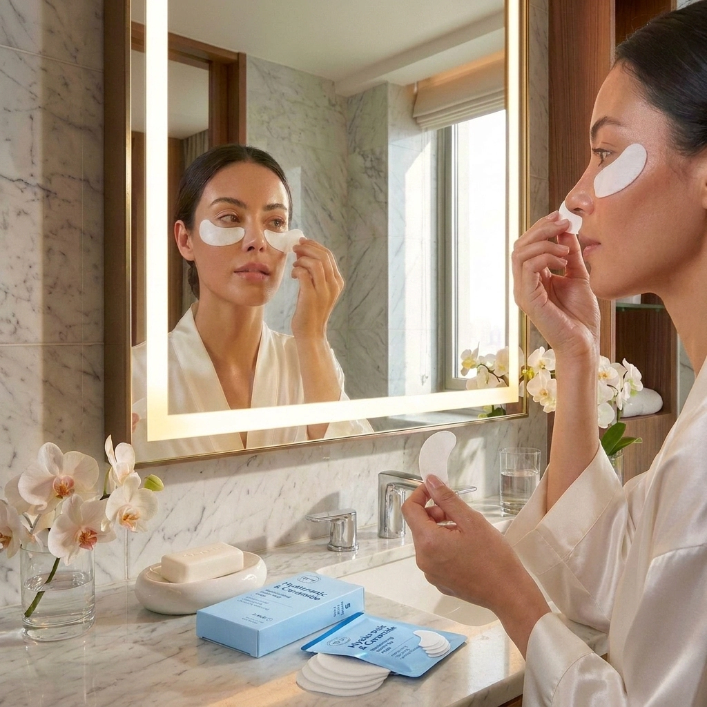 Lovery Hyaluronic & Ceramide Under Eye Masks - Korean Skincare Hydrating Eye Pad Set - 5 pairs