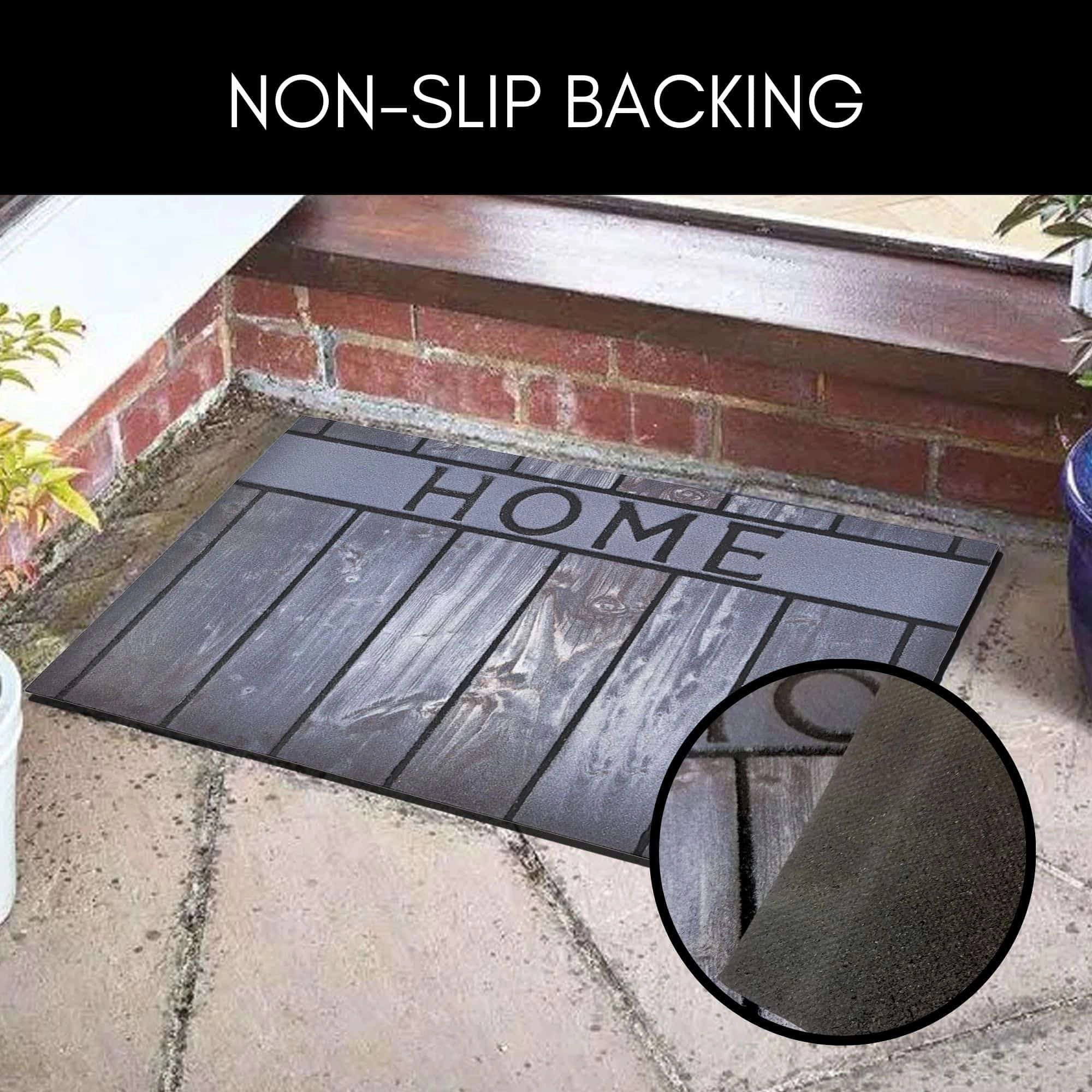 Evideco French Home Goods Gray Home Wood Rubber Doormat 30 x 18 Inches