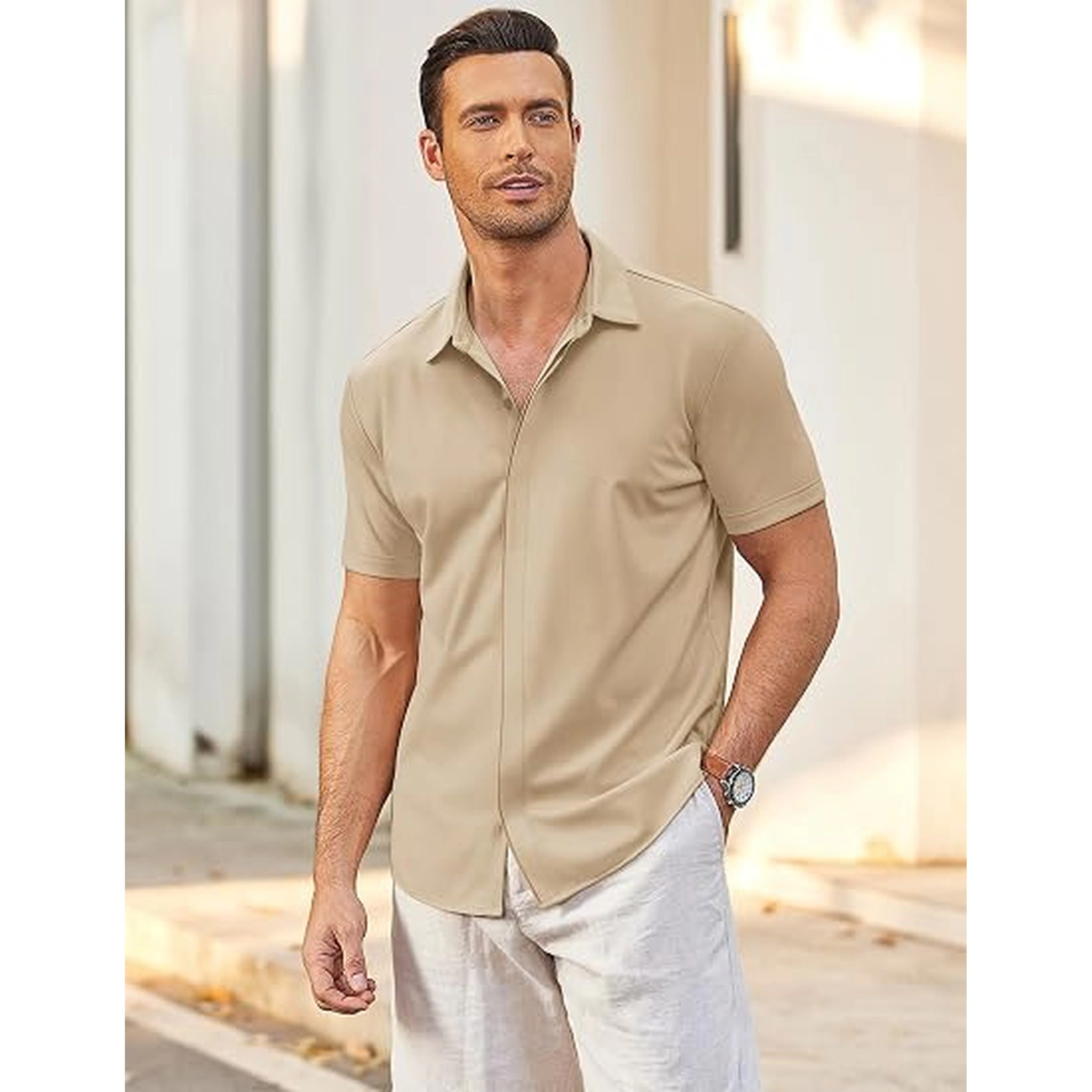 COOFANDY Men's Regular Fit Short Sleeve Camp Shirt