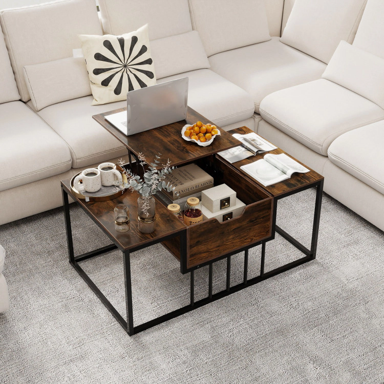 Hivvago Lift Top Coffee Table Modern Center With Hidden Storage Compartment
