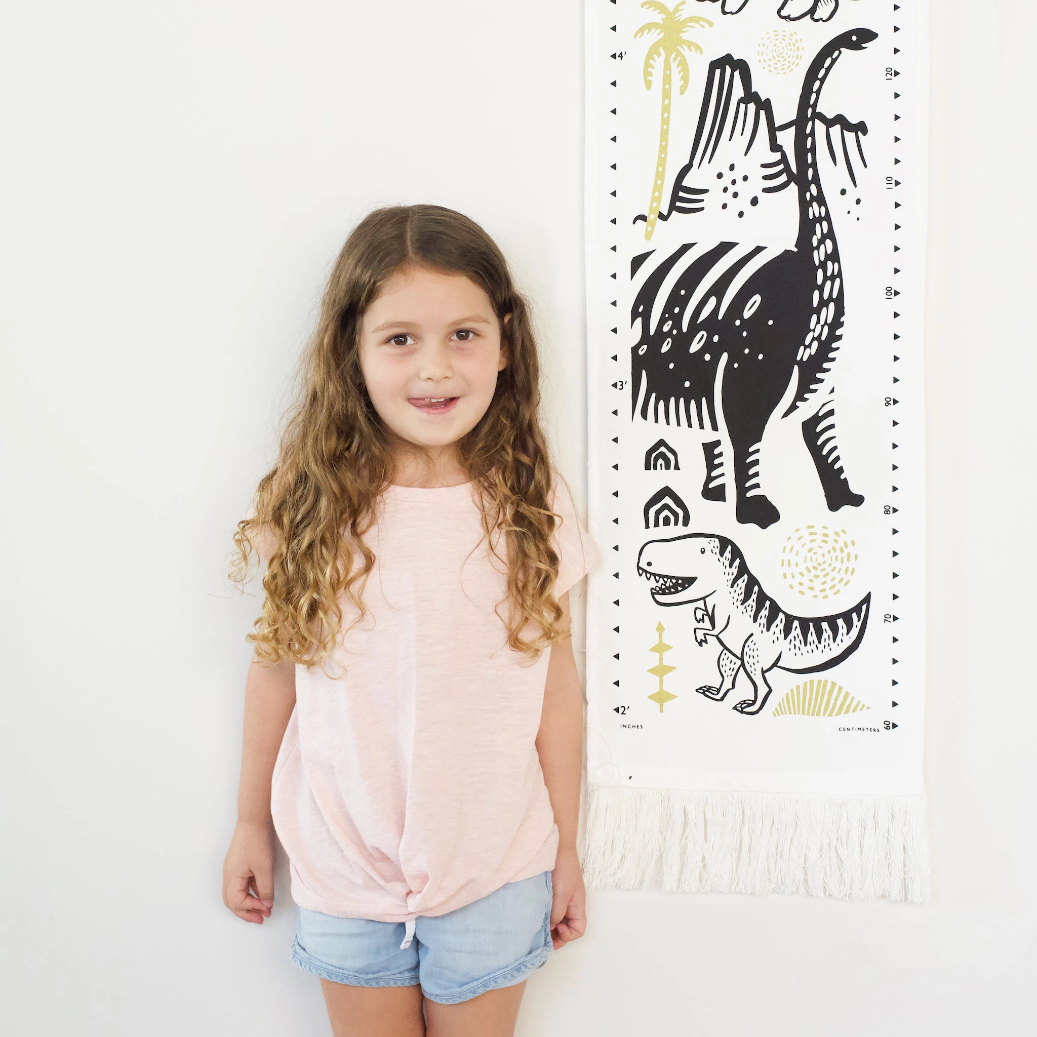 Wee Gallery Grow With Dinos Organic Cotton Growth Chart and 6 Beginner Dinosaur Puzzles
