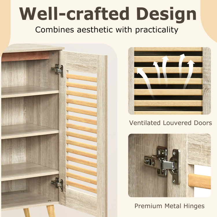 Hivvago Shoe Cabinet with Louvered Doors and Removable Shelves
