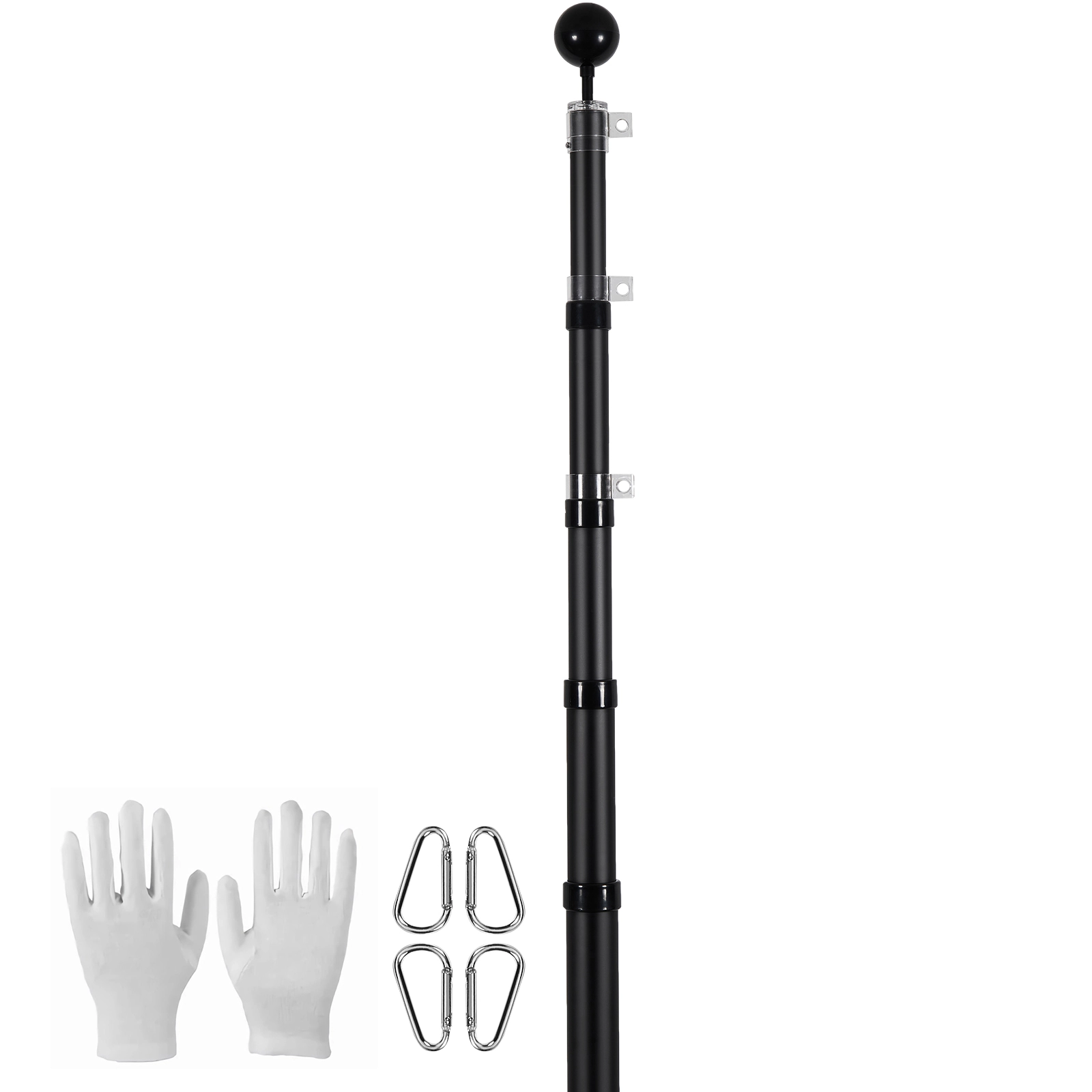 HONGGE Telescoping Flag pole Kit Heavy Duty Aluminum Alloy in Ground Flag Poles for Outside 3 Display Modes Flagpole