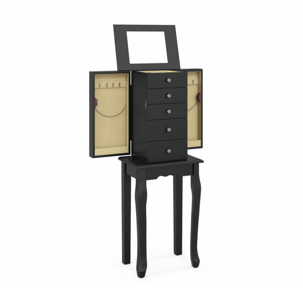 Hivvago 2 Colors Armoire Storage Standing Jewelry Cabinet with Mirror