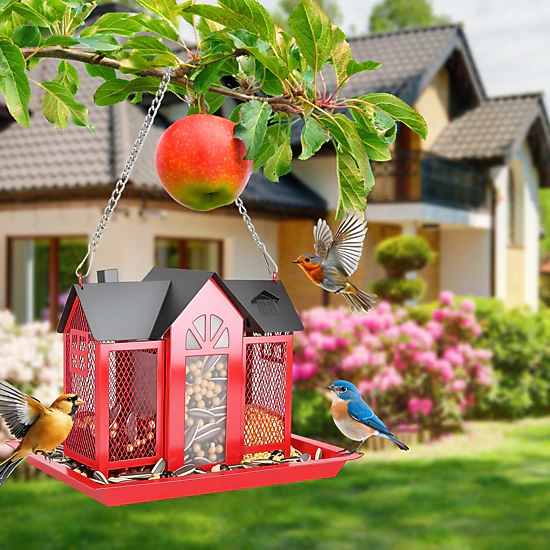 GBruno Metal Barn Bird Feeder House