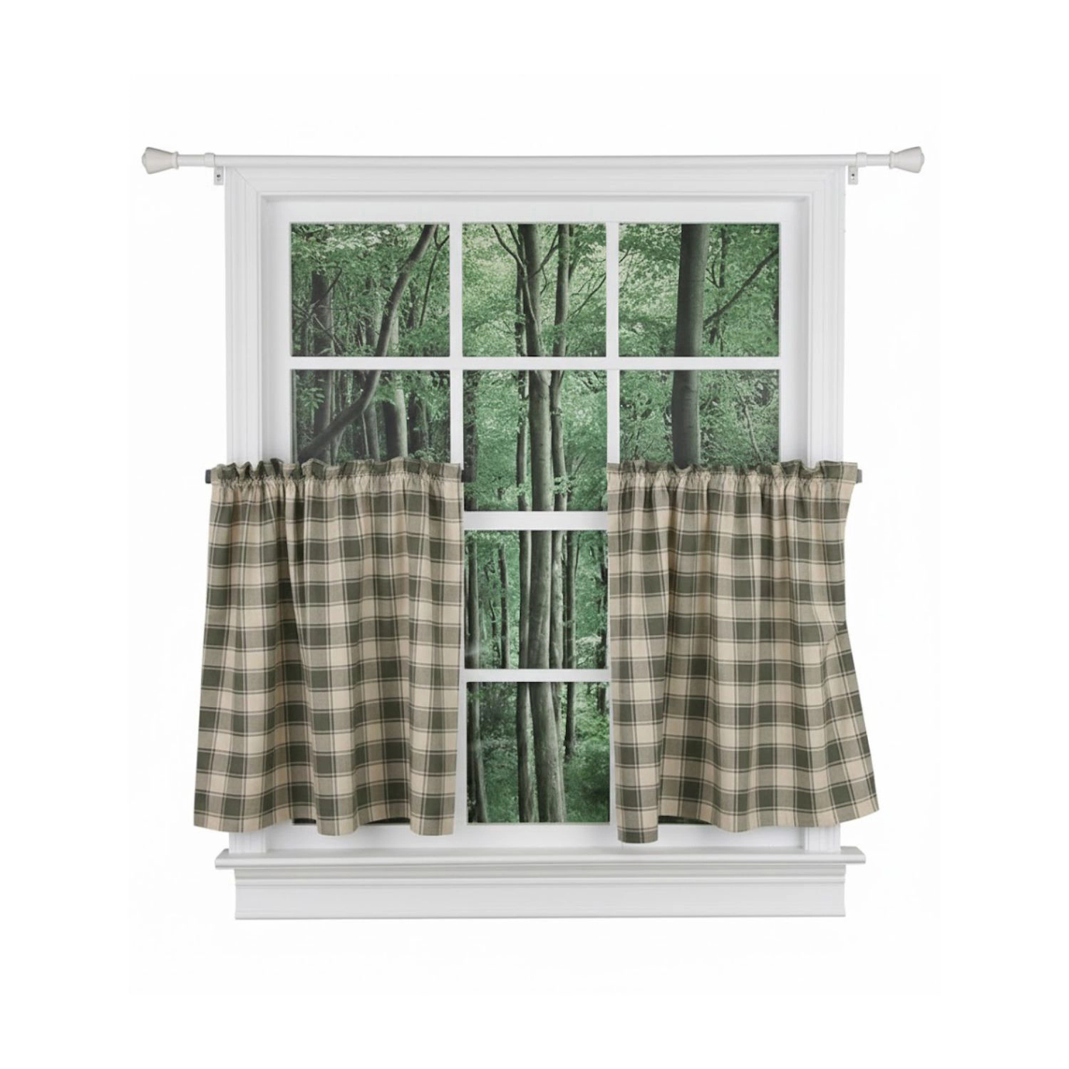 Ellis Curtain Country Check Tailored With 1.5" Rod Pocket Window Tiers 56" x 36" Mist