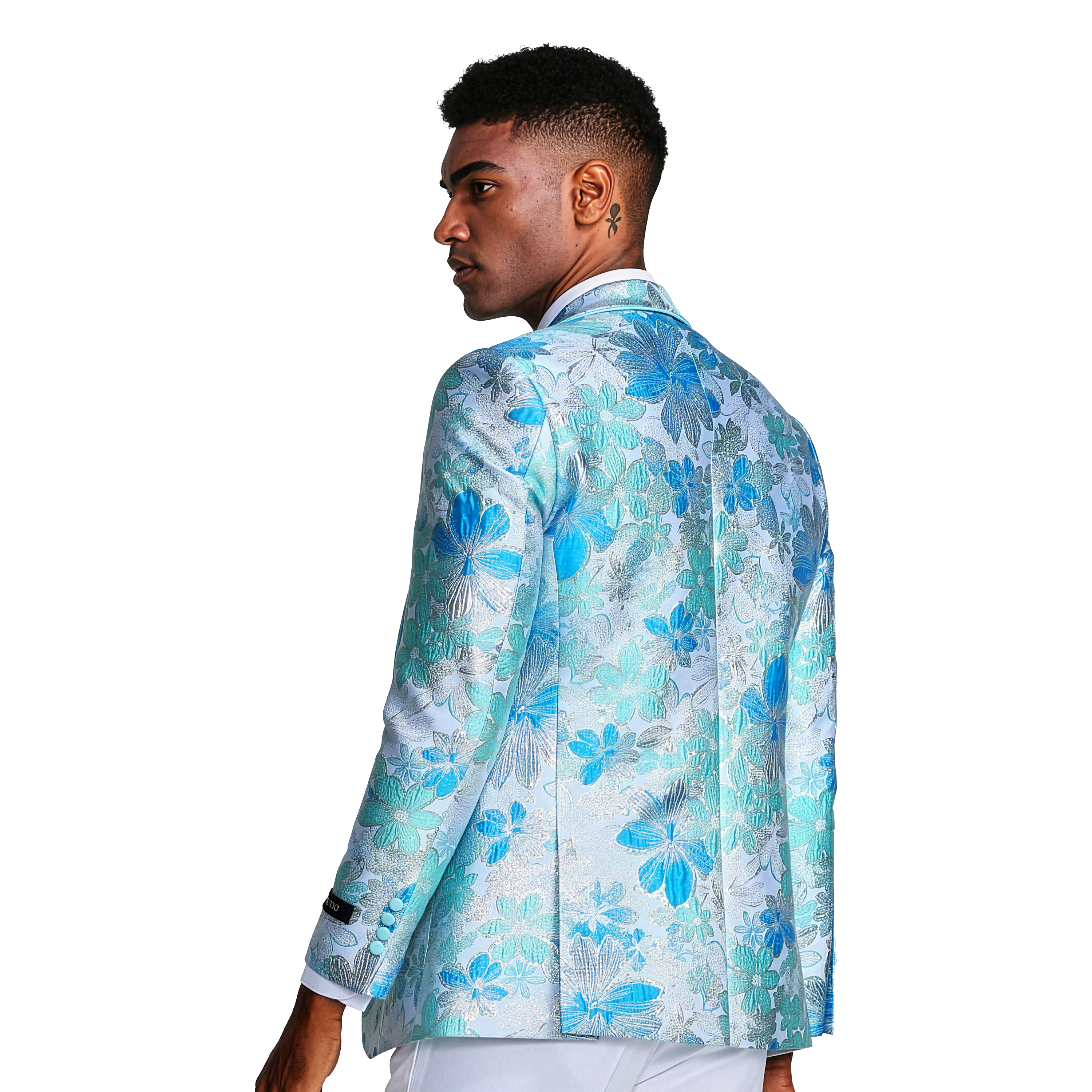 Tazzio Mens Slim Fit Floral Dinner Jacket With Bowtie