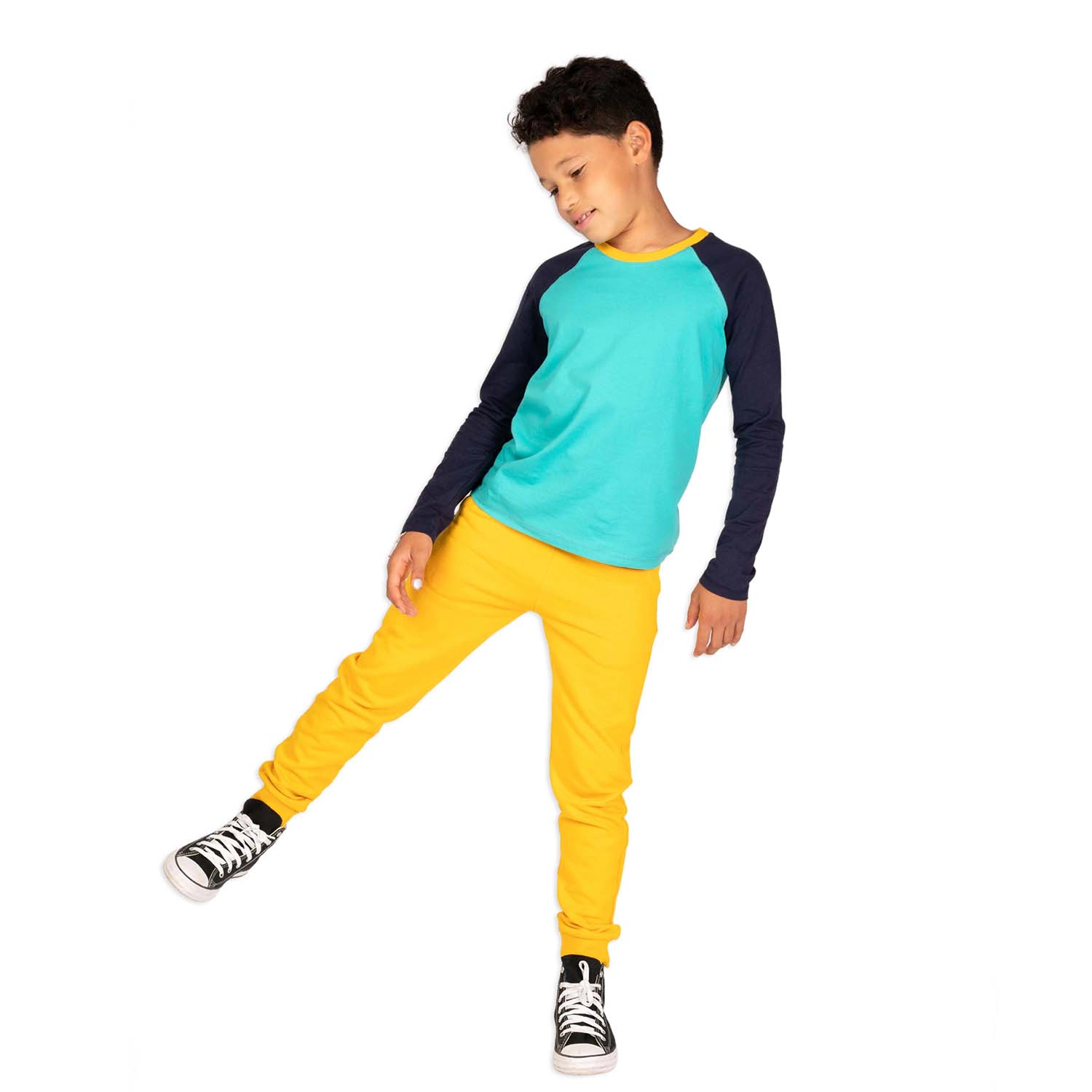 Mightly Kids Organic Cotton Long Sleeve Pocket T-Shirts, 2pack