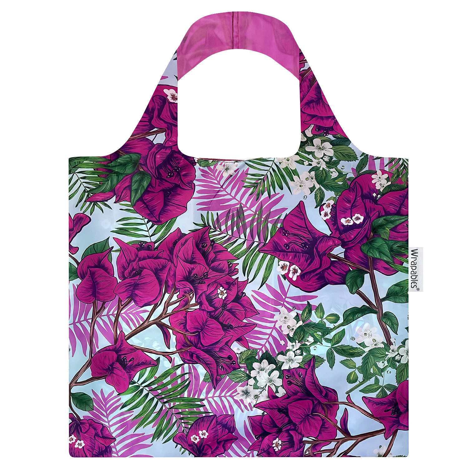 Wrapables AllyBag Collection Reusable Grocery Shopping Bag, Purple Bougainvillea