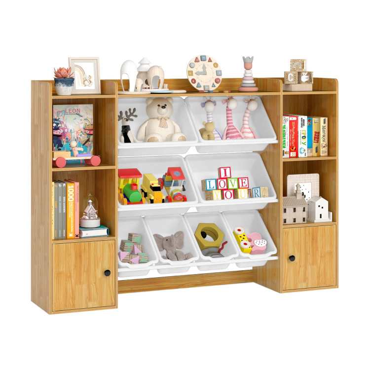 Hivvago Kids Toy Storage and Bookshelf with Boxes Open Shelves