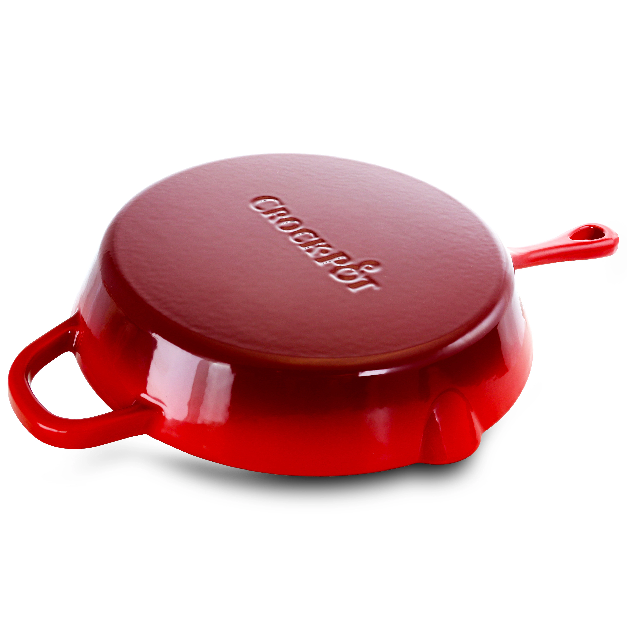 Crock-Pot Artisan 12 Inch Enameled Cast Iron Skillet in Scarlet Red