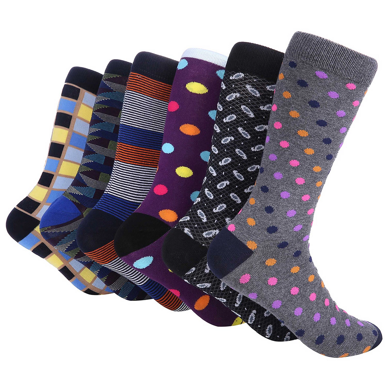 Mio Marino Men's Fashion Patterned Cotton Blend Dress Socks 6-Pack Gift Set