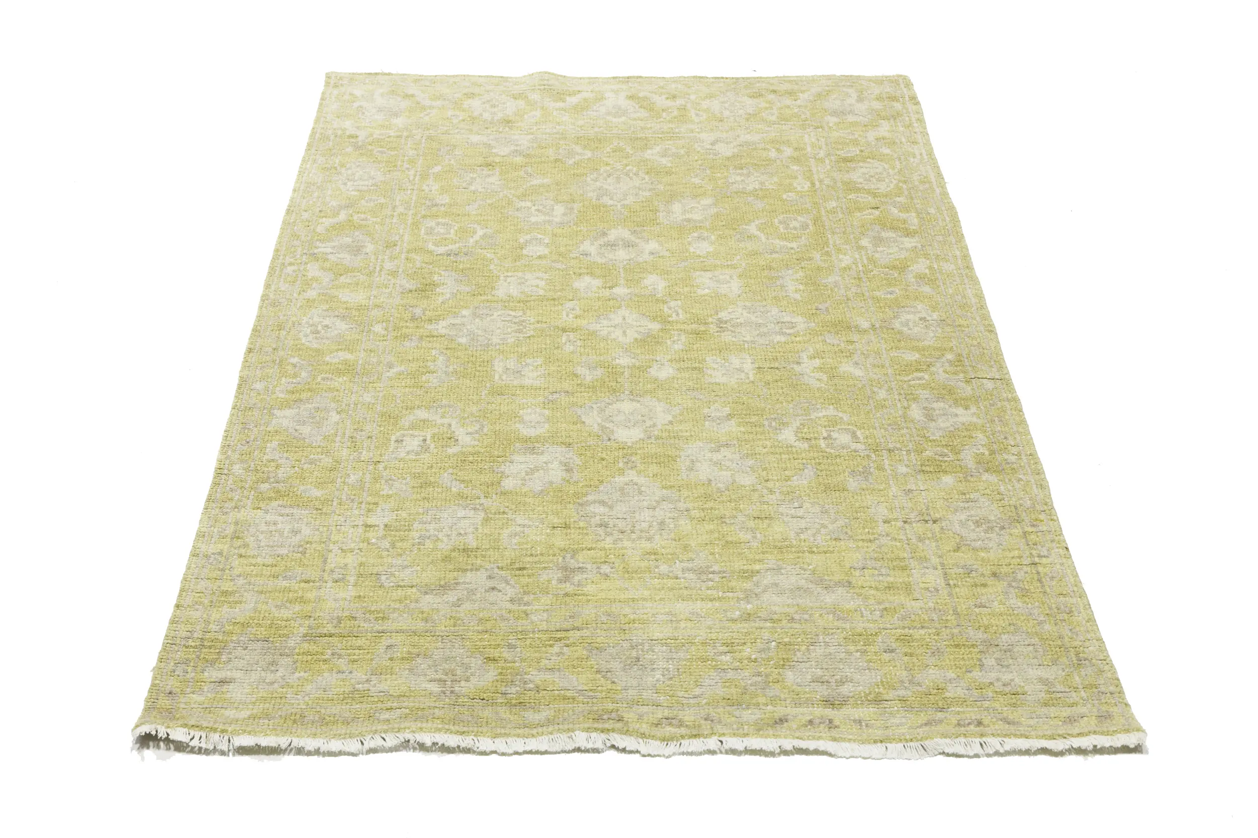 Magic Rugs Muted Golden Yellow Floral 3X5 Transitional Oriental Rug