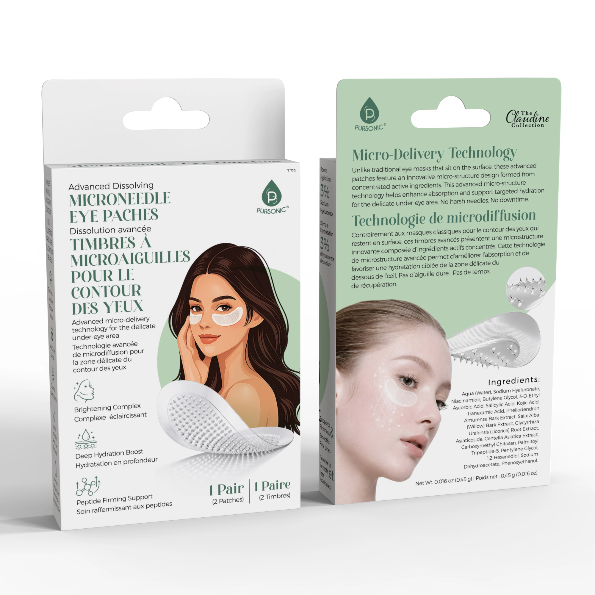 Pursonic Microneedle Eye Patches Advanced Disolving– Deep Hydration, Brightening & Smoother-Looking Skin