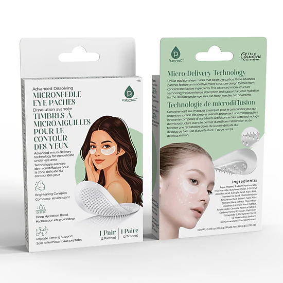Pursonic Microneedle Eye Patches Advanced Disolving– Deep Hydration, Brightening & Smoother-Looking Skin