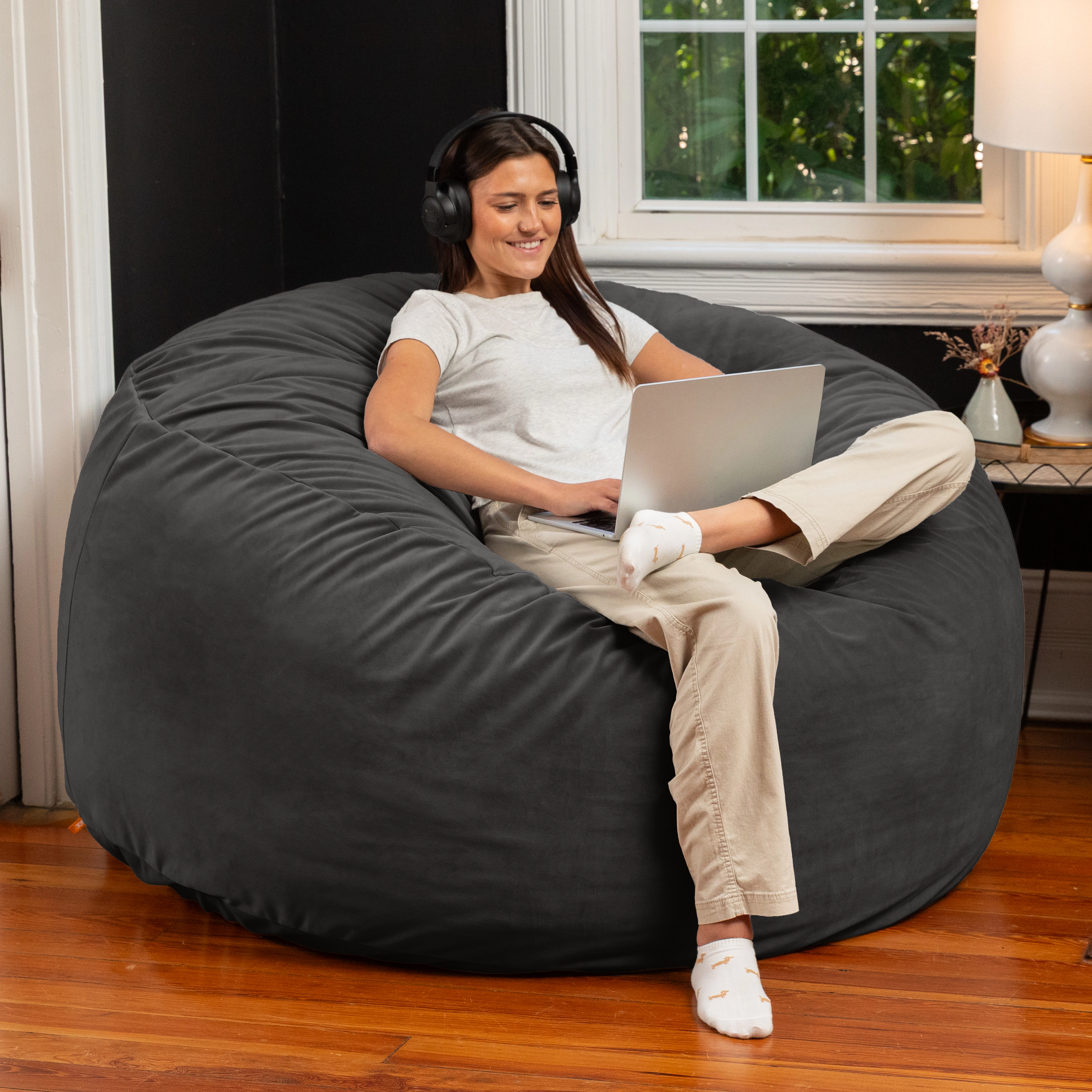 Jaxx 5 Foot Saxx - Large Round Bean Bag Chair for Adults