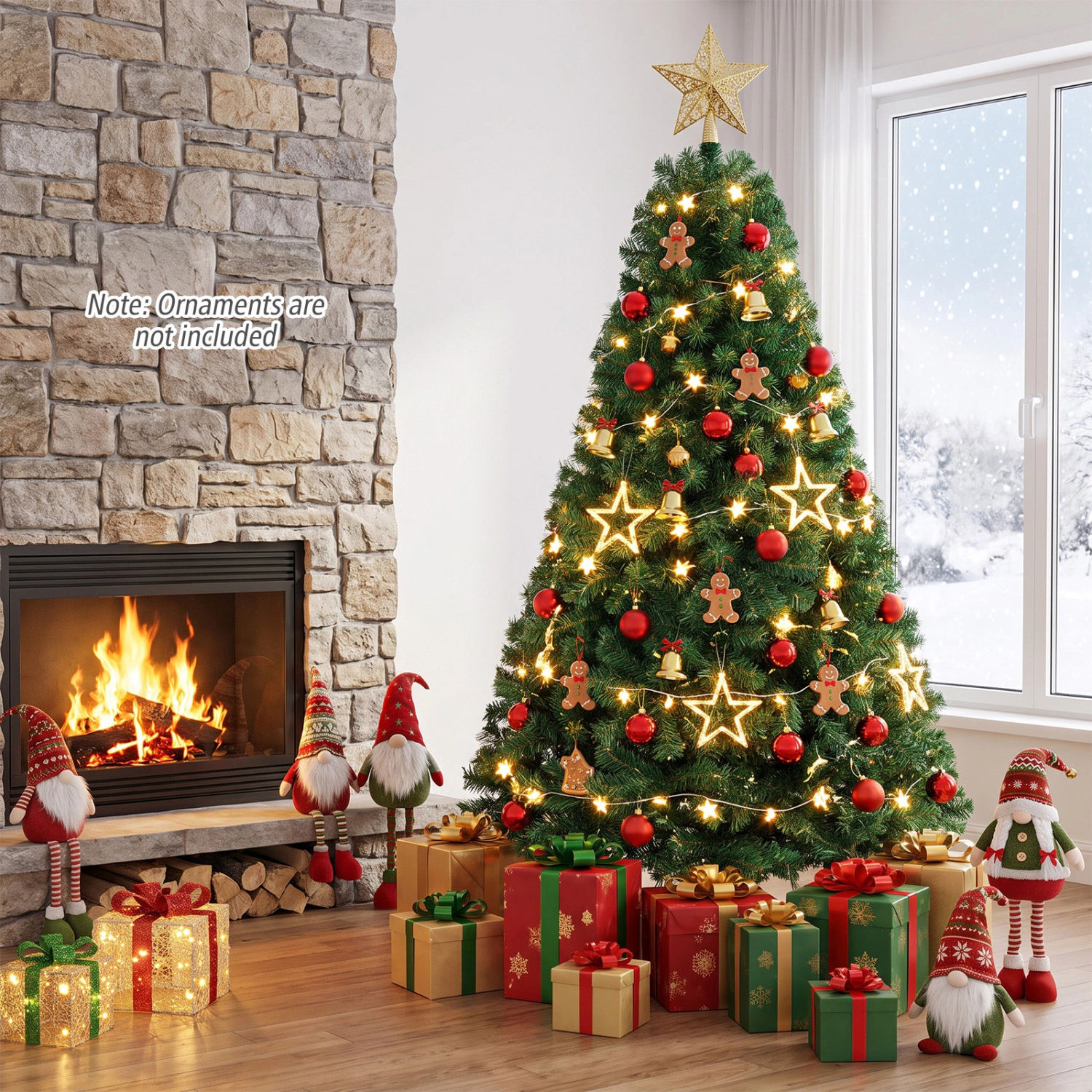 LJG PVC Artificial Christmas Tree with LED Lights