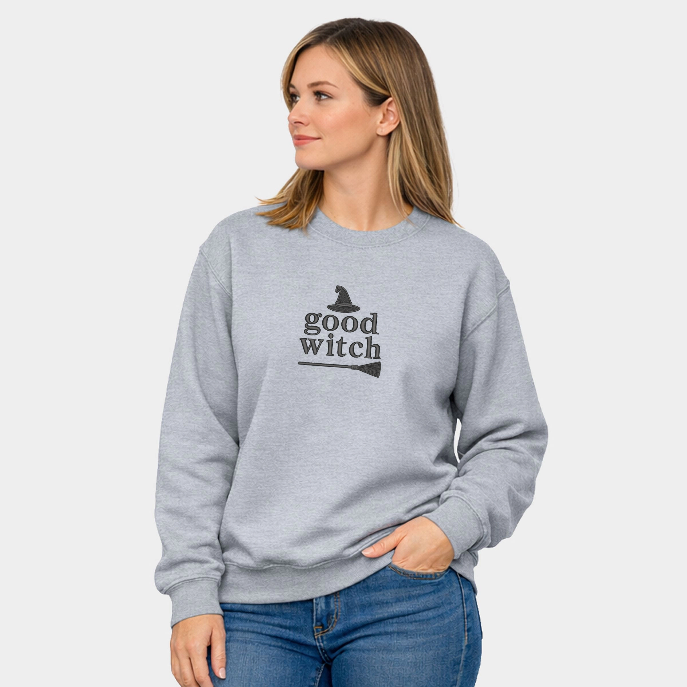 Simply Sage Market - Women's Graphic Sweatshirt Embroidered Good Witch