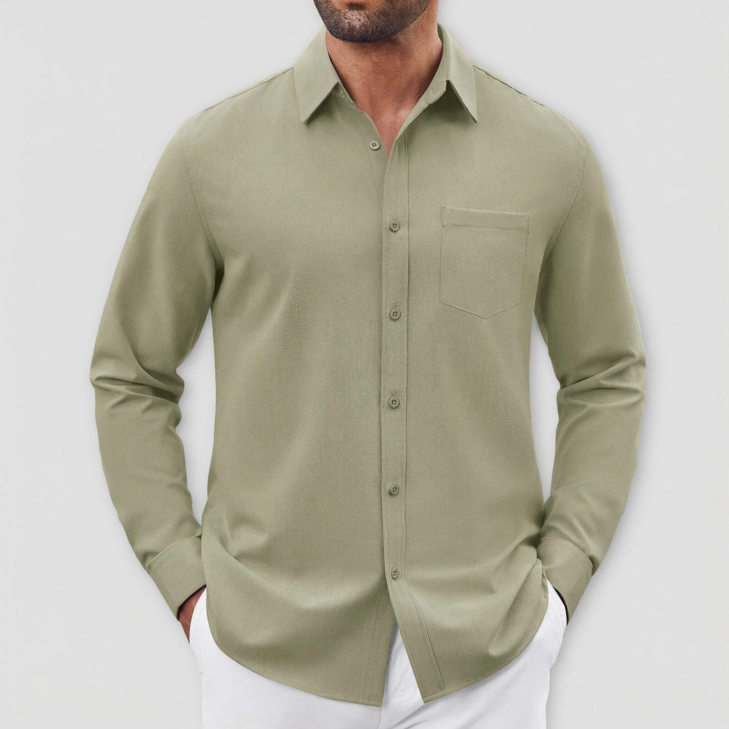 COOFANDY Mens Long Sleeve Button Down Shirt Chest Pocket Casual Collared Dress Tops