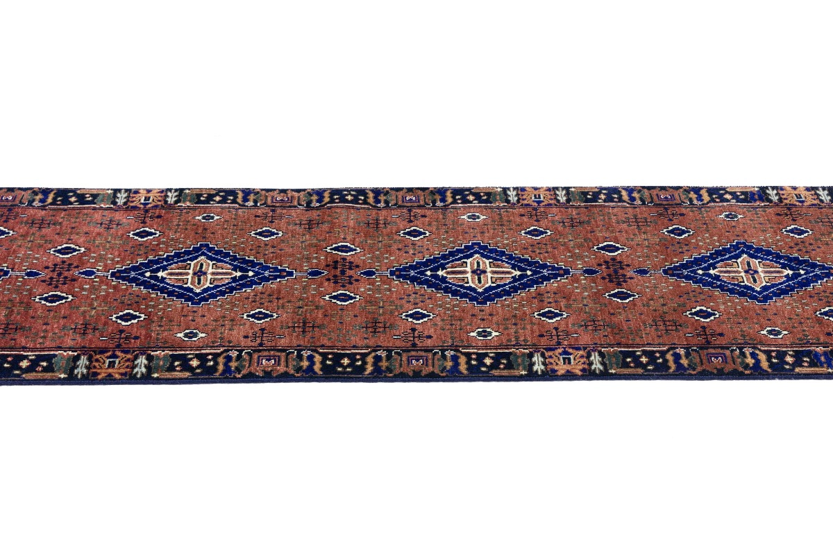 Magic Rugs Rust & Navy Tribal 2'5X14 Indo-Joshaghan Oriental Runner Rug
