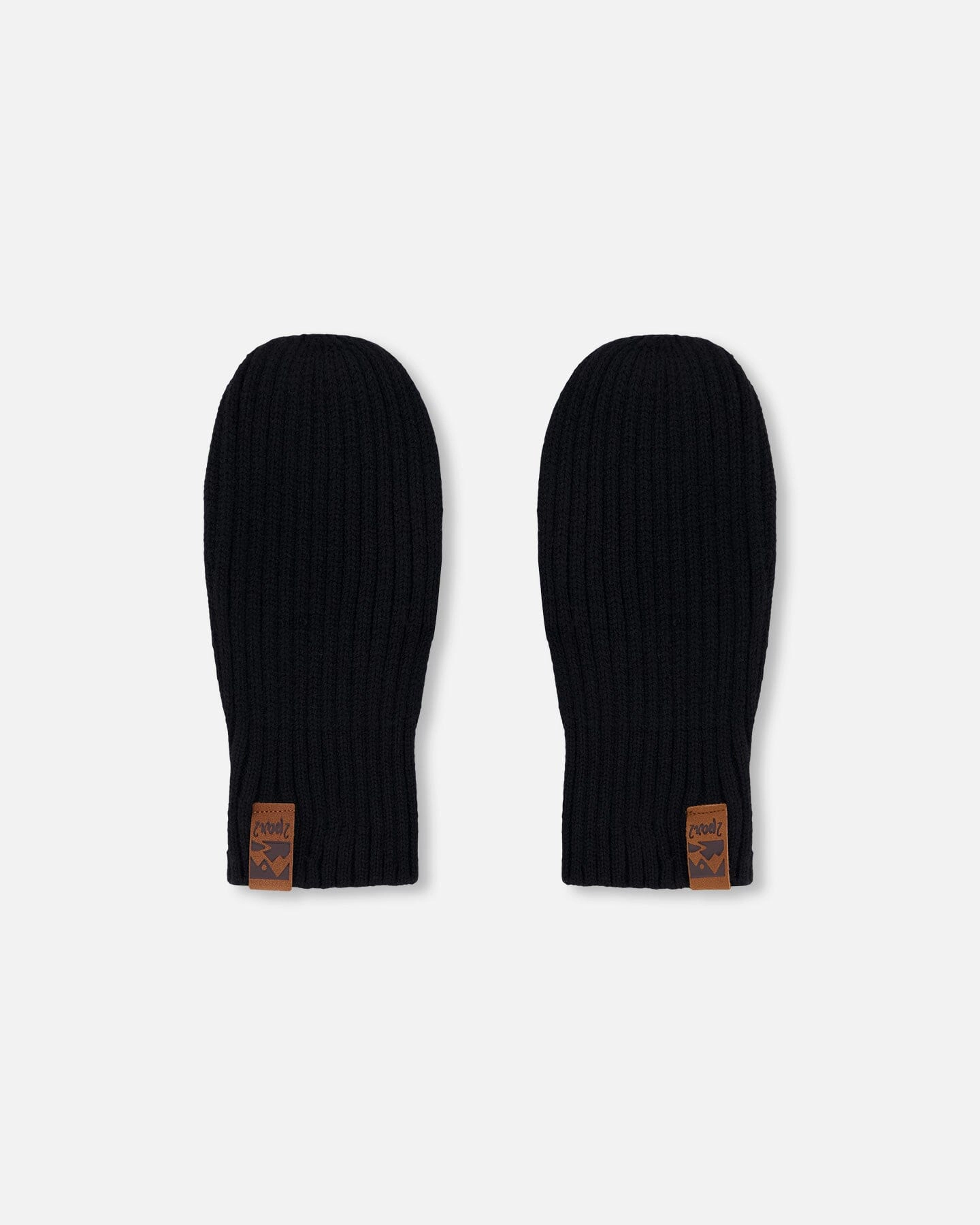 Deux par Deux Unisex Ribbed Knit Logo Cuff Mittens