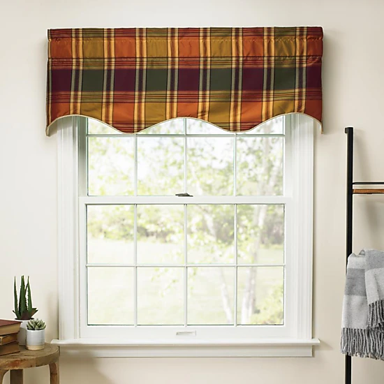 Ellis Curtain Boroughs Plaid Duchess 3" Rod Pocket Filler ValanceS for Windows 50" x 15" Plum