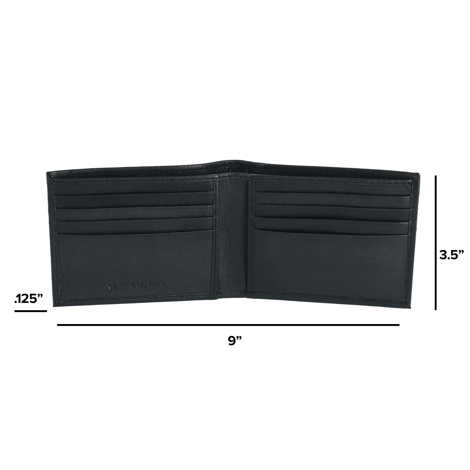 CTM Men's Leather American Flag Embossed Bifold Wallet