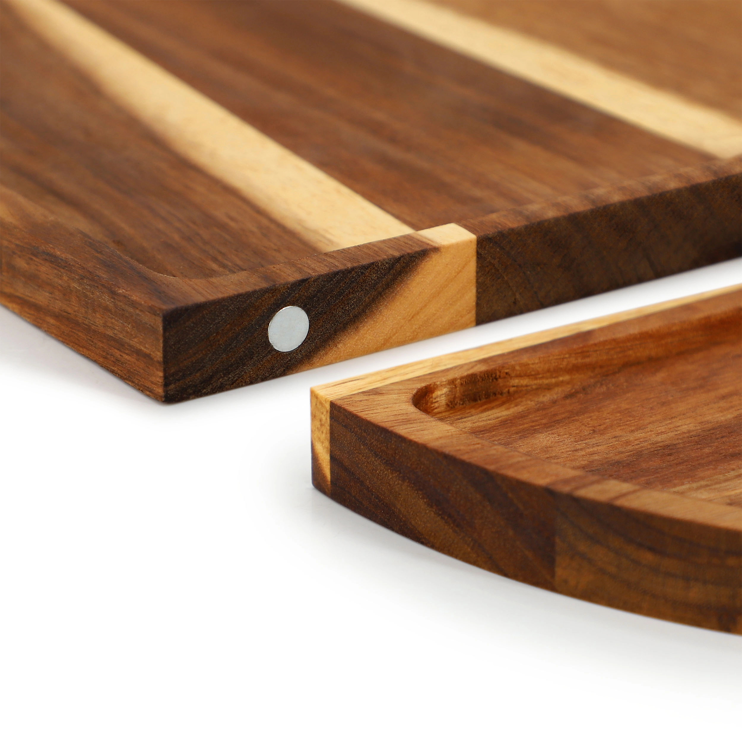 MegaChef 3 Piece Acacia Wood Cutting Board with Maganitized Serving Board Platter