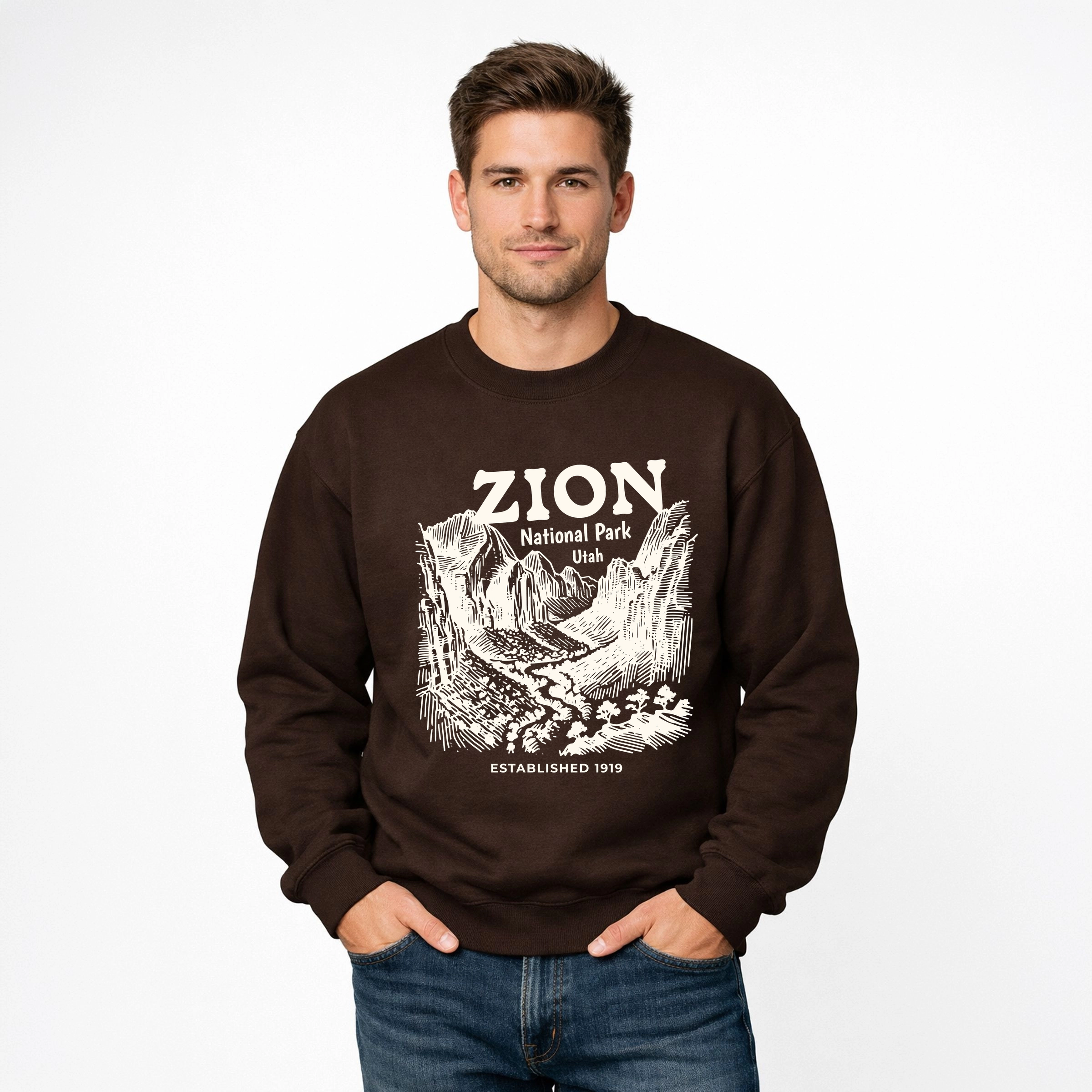 Simply Sage Market - Zion National Park Established 1919 Men's Graphic Sweatshirt