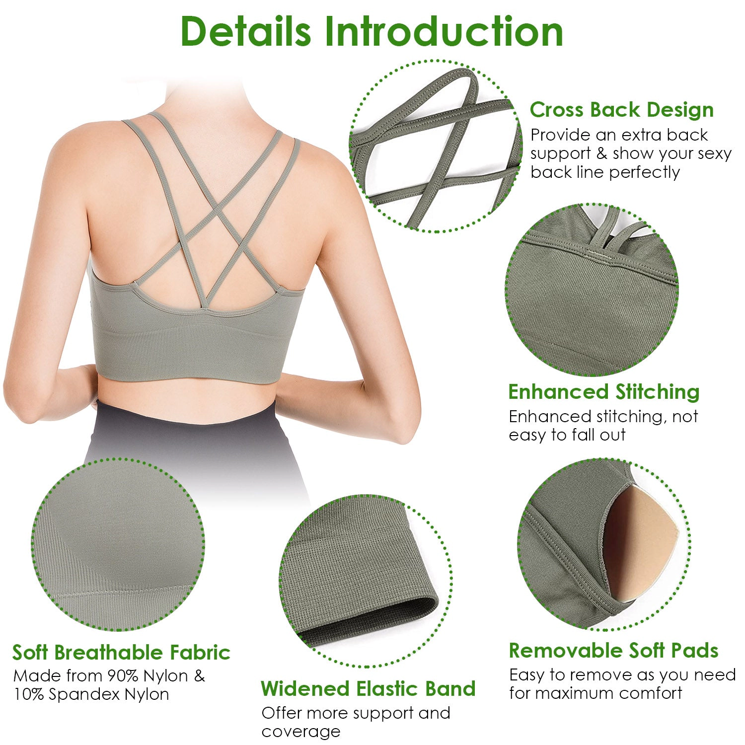 GBruno Padded Cross-Back Sports Bras 3-Pack