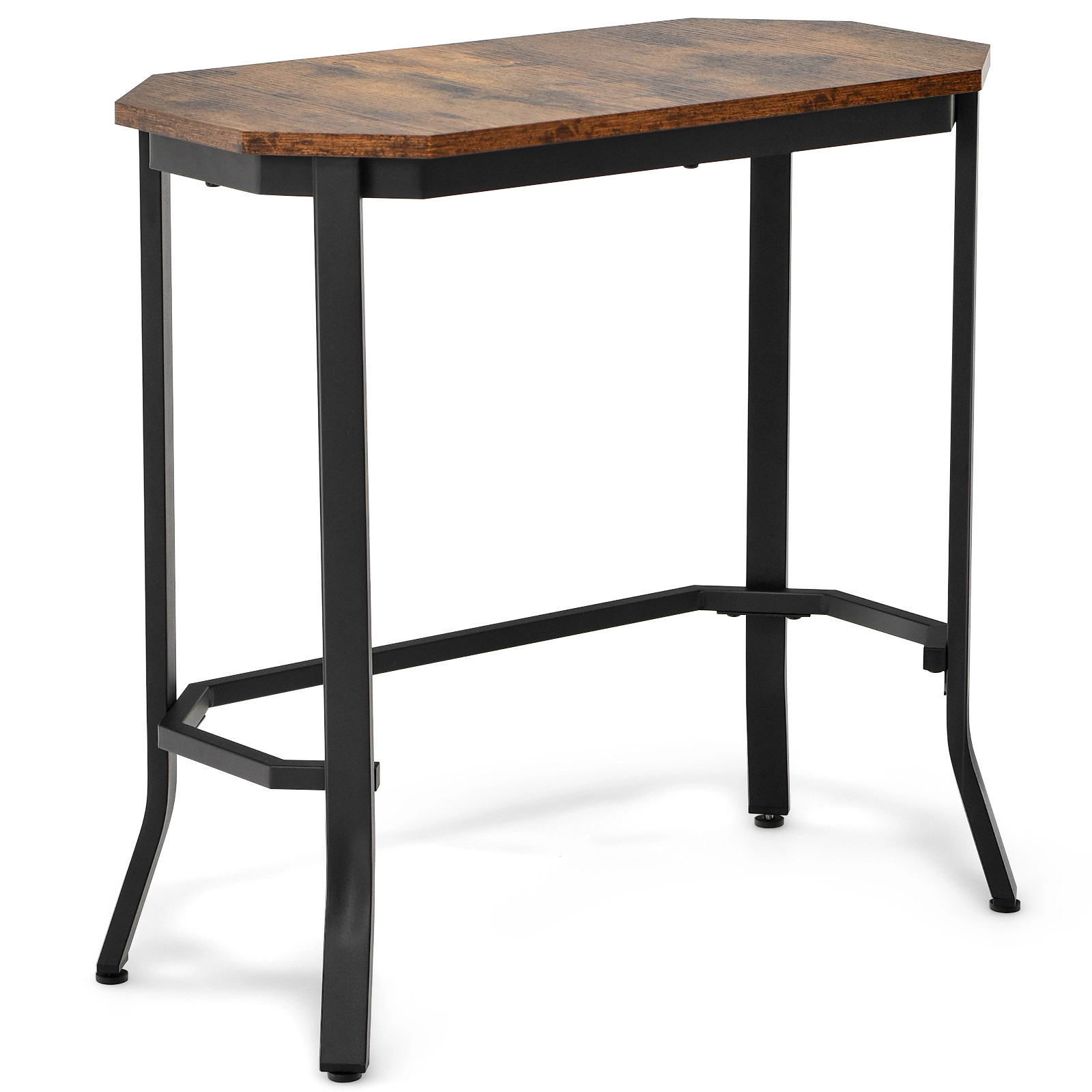 SUGIFT Narrow Hexagonal Rustic Wood Grain End Table 66-lb Capacity Rustic Brown