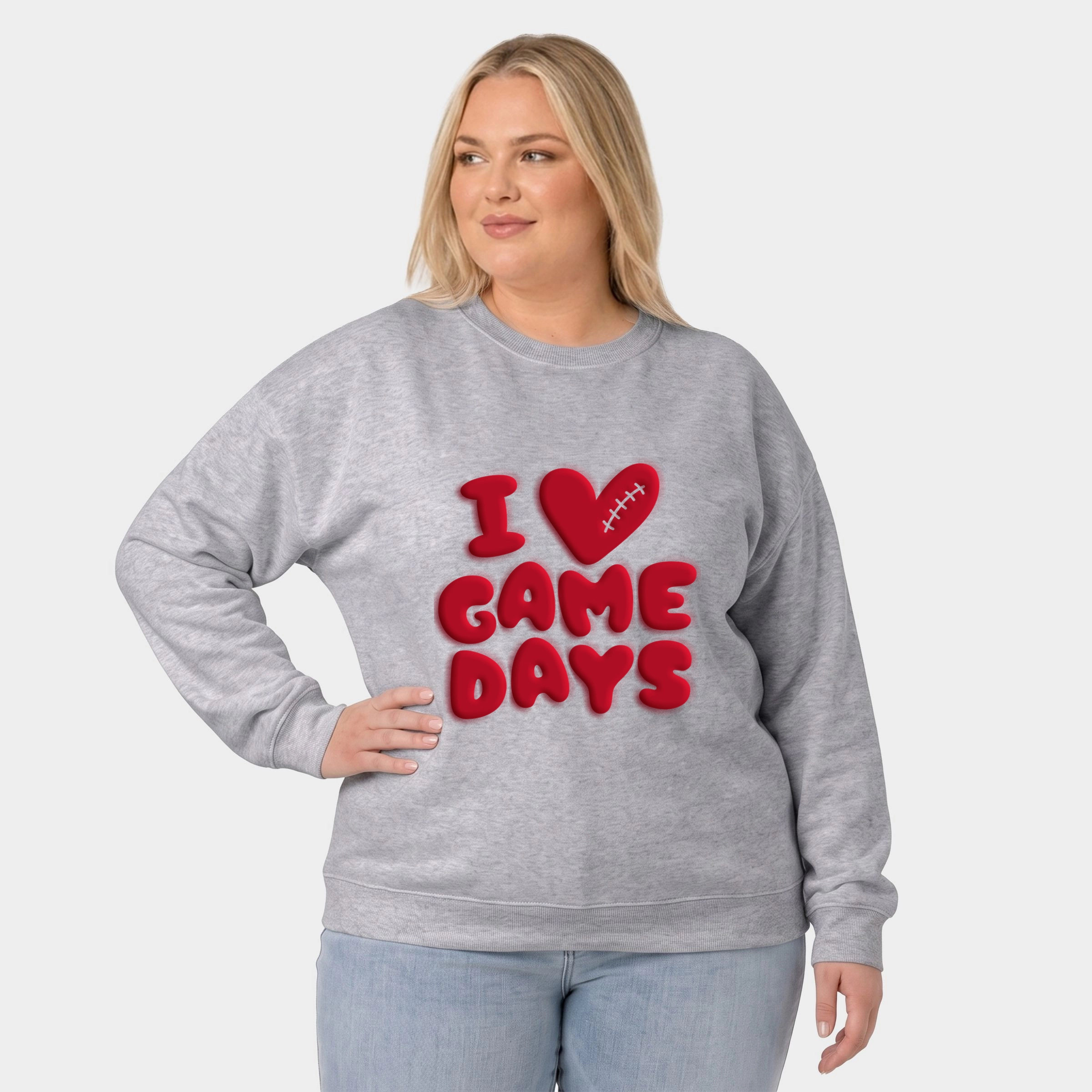 Simply Sage Market - Women's Plus Sized Graphic Sweatshirt I Love Game Days Puff Print