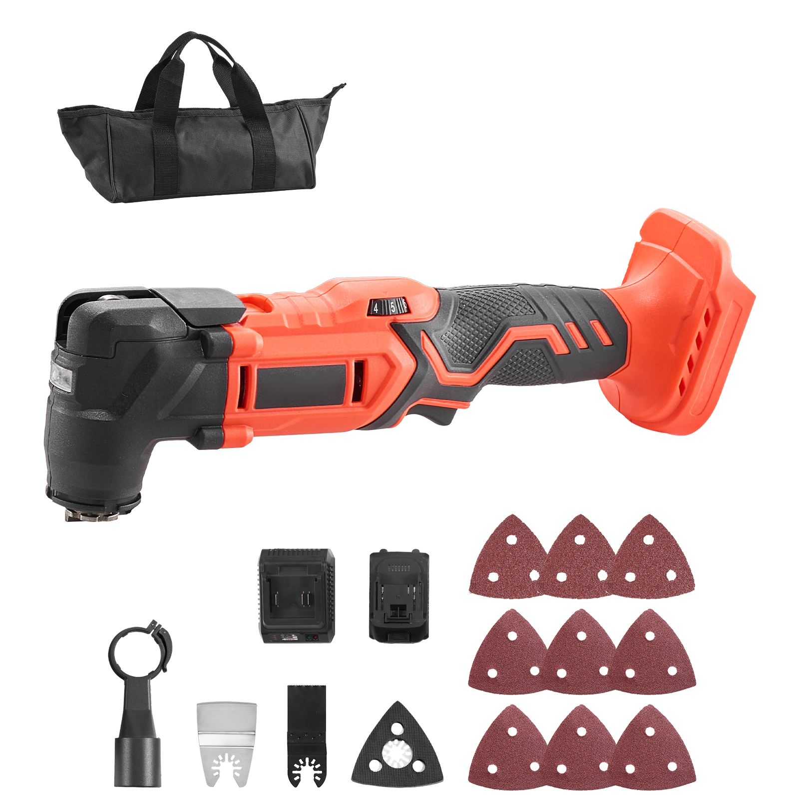 HONGGE Cordless Oscillating Tool, Oscillating Tool with 6 Variable Speeds OPM, 3.2° Angle
