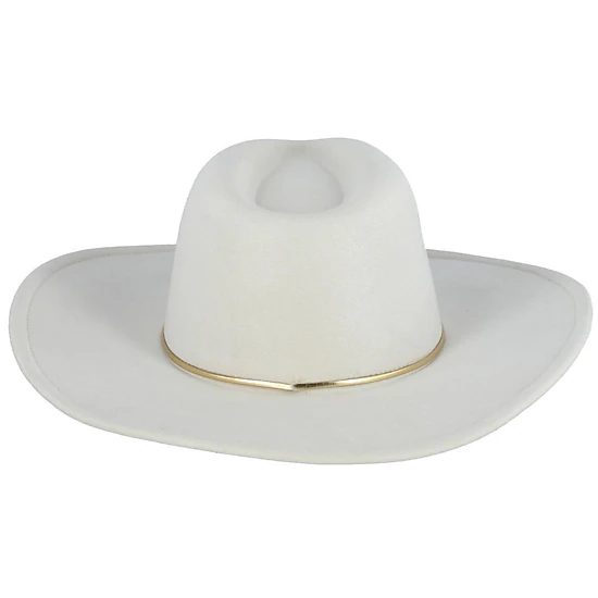 David & Young Women's Faux Suede Fedora Hat with Gold Hatband