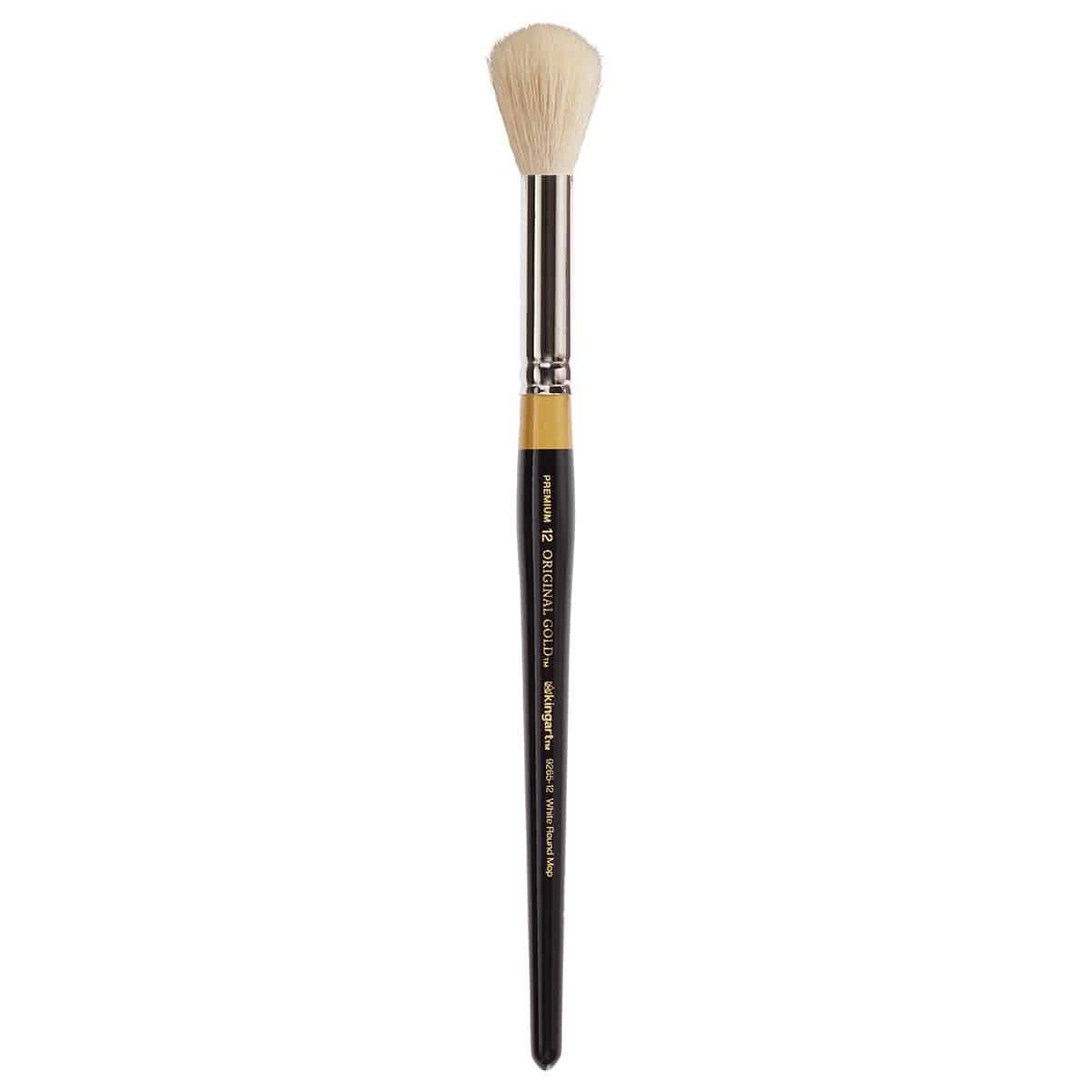 KINGART Original Gold 9265 Round Mop Brush - Short Handle, White Synthetic Hair
