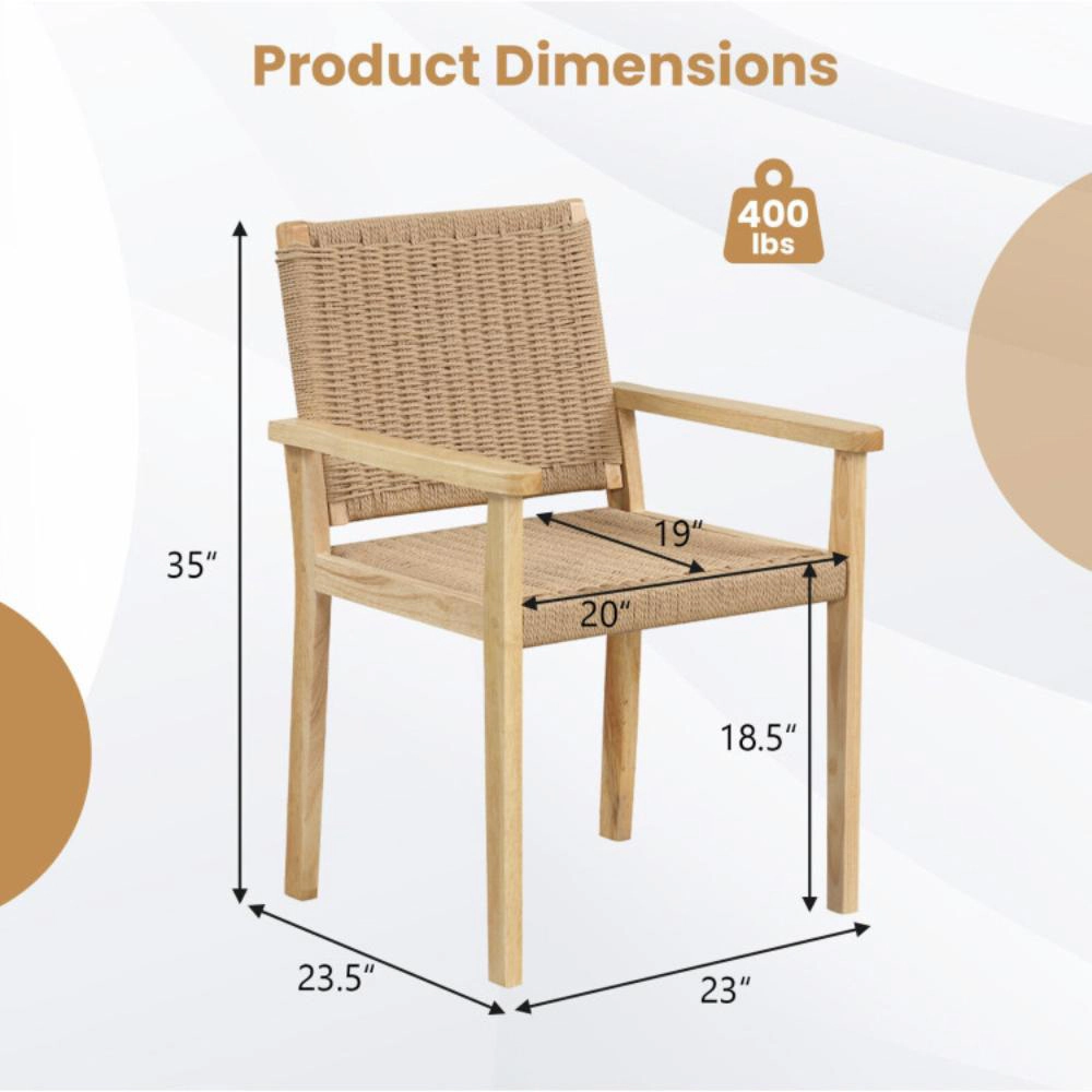 Hivvago Indoor Outdoor Wood Chair Set Of 2-Natural