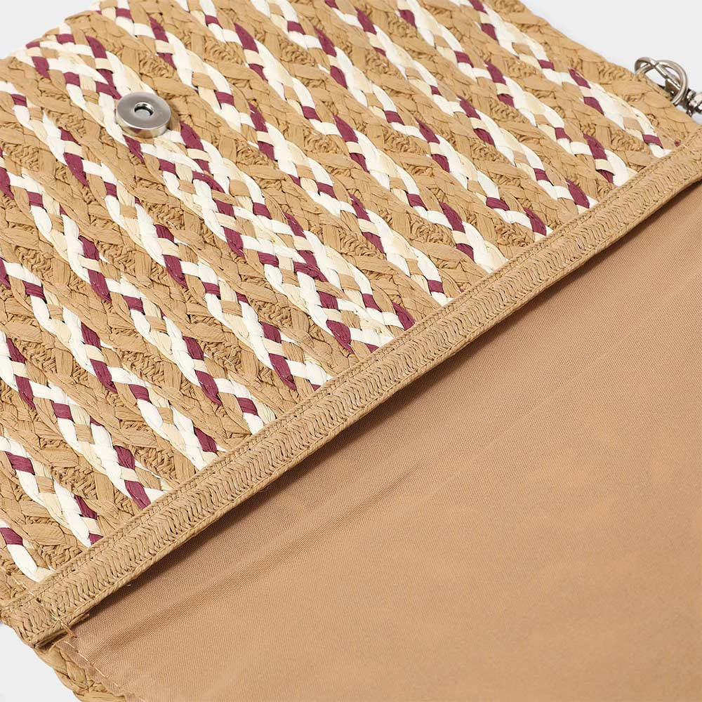 Fashnzfab Multi Color Straw Clutch / Crossbody Bag