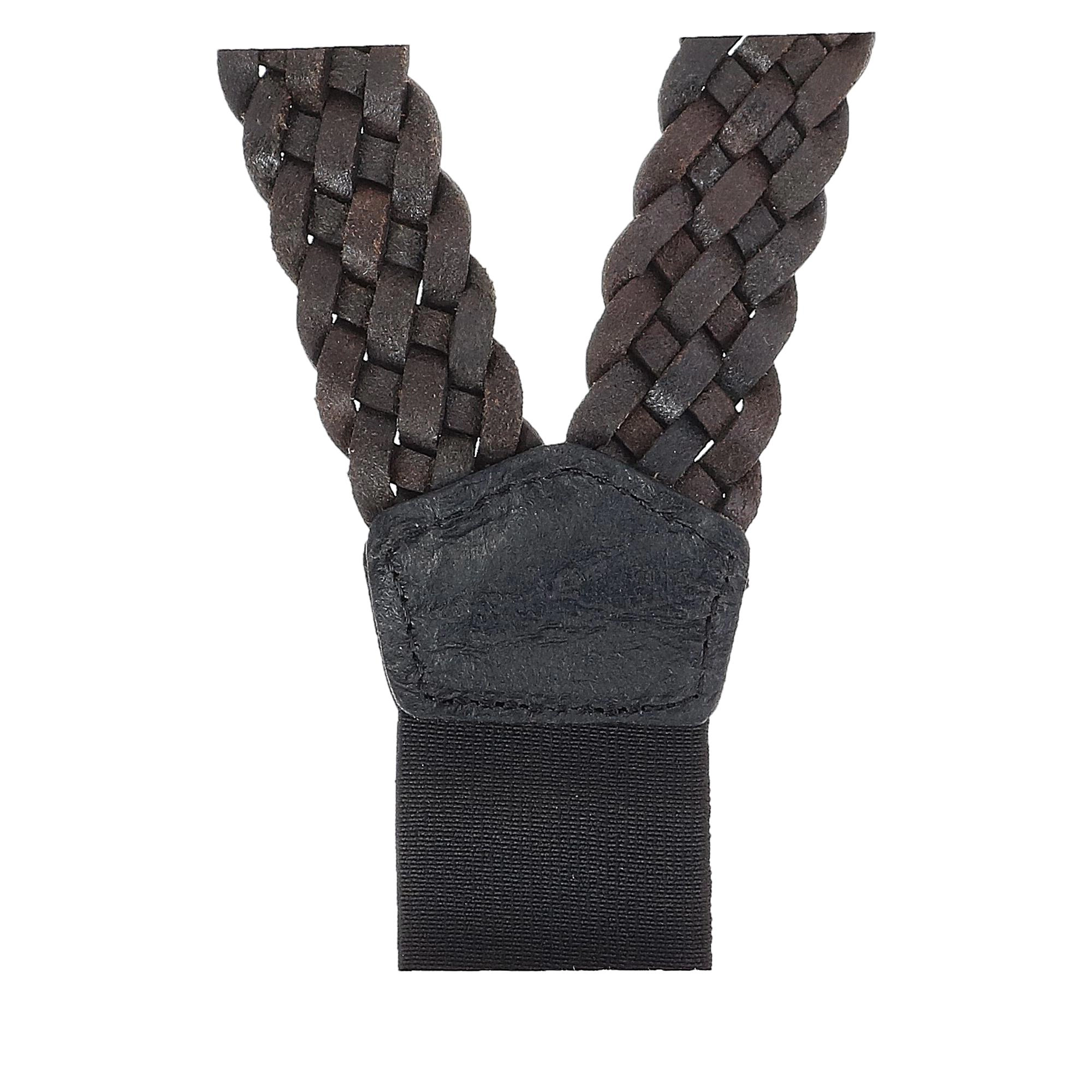 The British Belt Company Men's Leather Turner Braided Button-end Suspenders