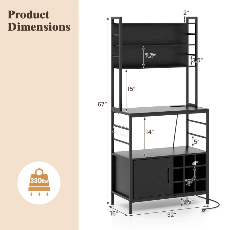 Hivvago Beverage Storage Cabinet with Wine Bottle Holders and S-Shaped Hooks