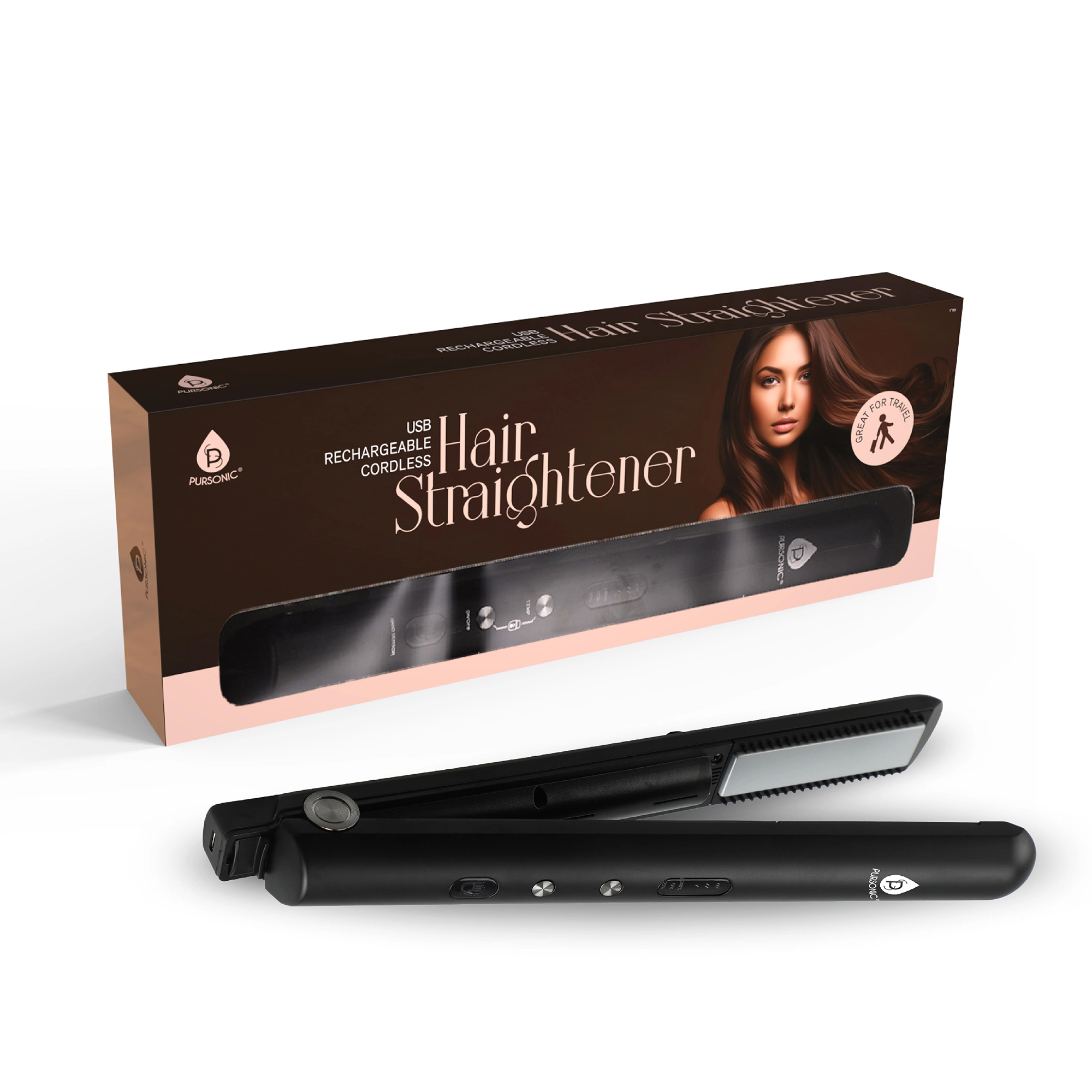 Pursonic Women's USB Rechargeable Cordless Hair Straightener