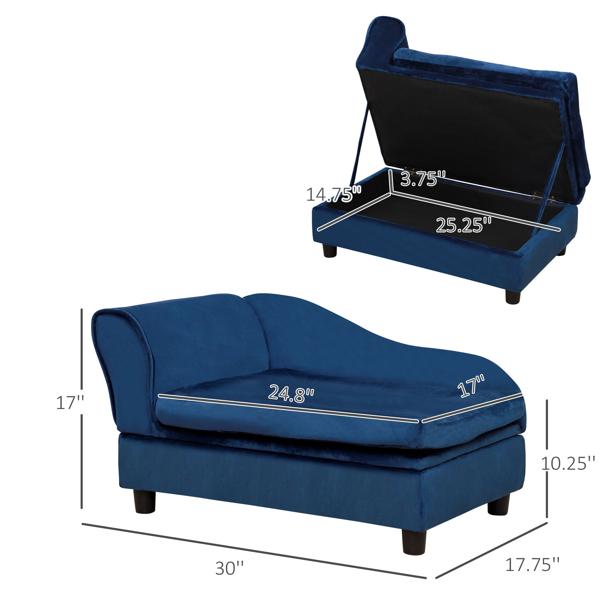 HONGGE Pet Sofa Bed Couch with Storage for Cats and Small Dogs