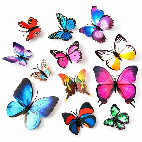 Home Collection Pack of 12, 3D Butterfly PVC Wall Stickers Home Decor Decals