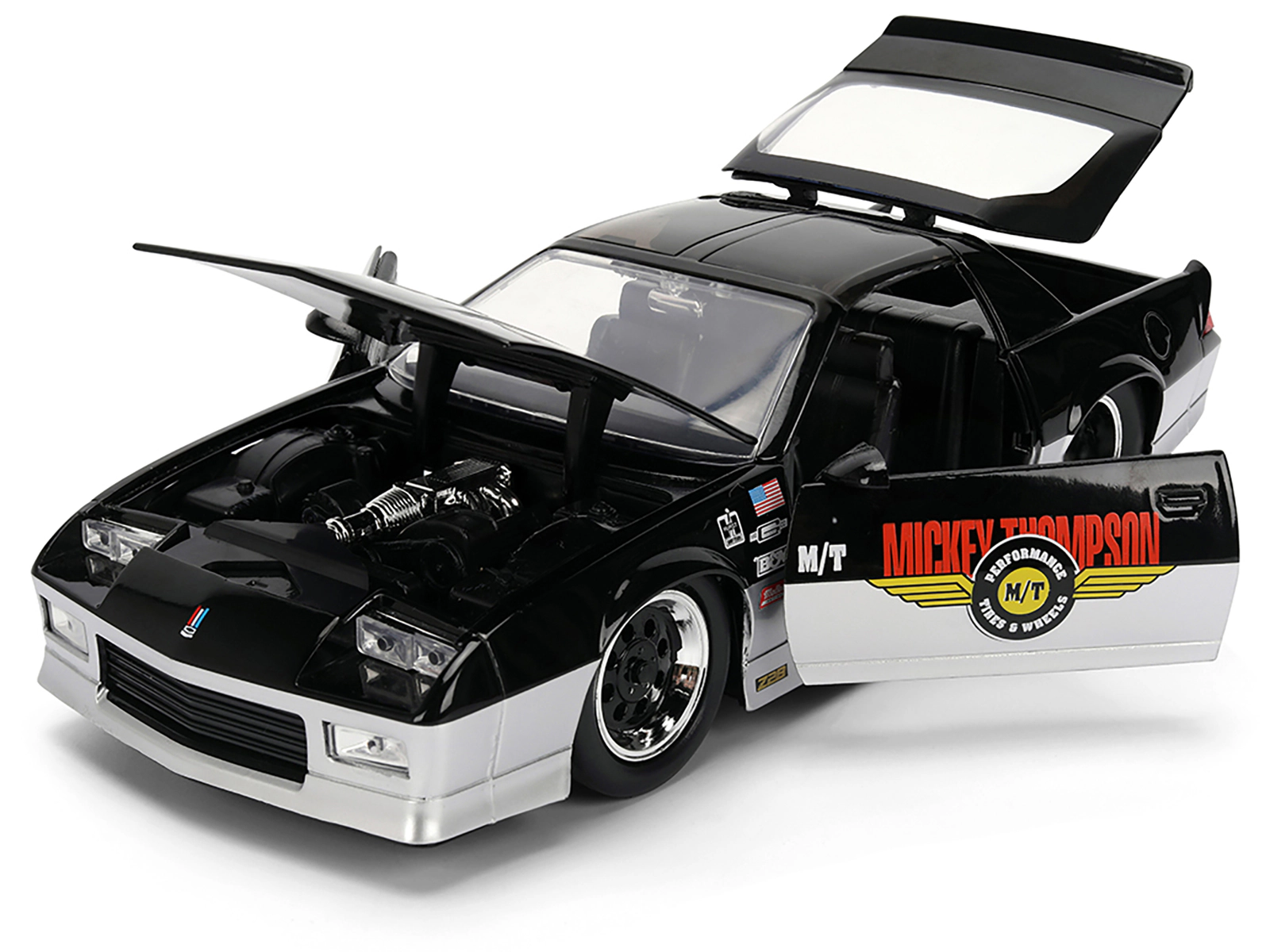 Jada 1985 Chevrolet Camaro Z28 "Mickey Thompson" Black and Silver Metallic "Bigtime Muscle" Series 1/24