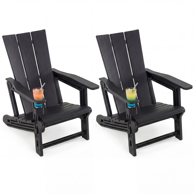 Hivvago Set Of 2﻿ Outdoor Adirondack Chairs With Cup Holder
