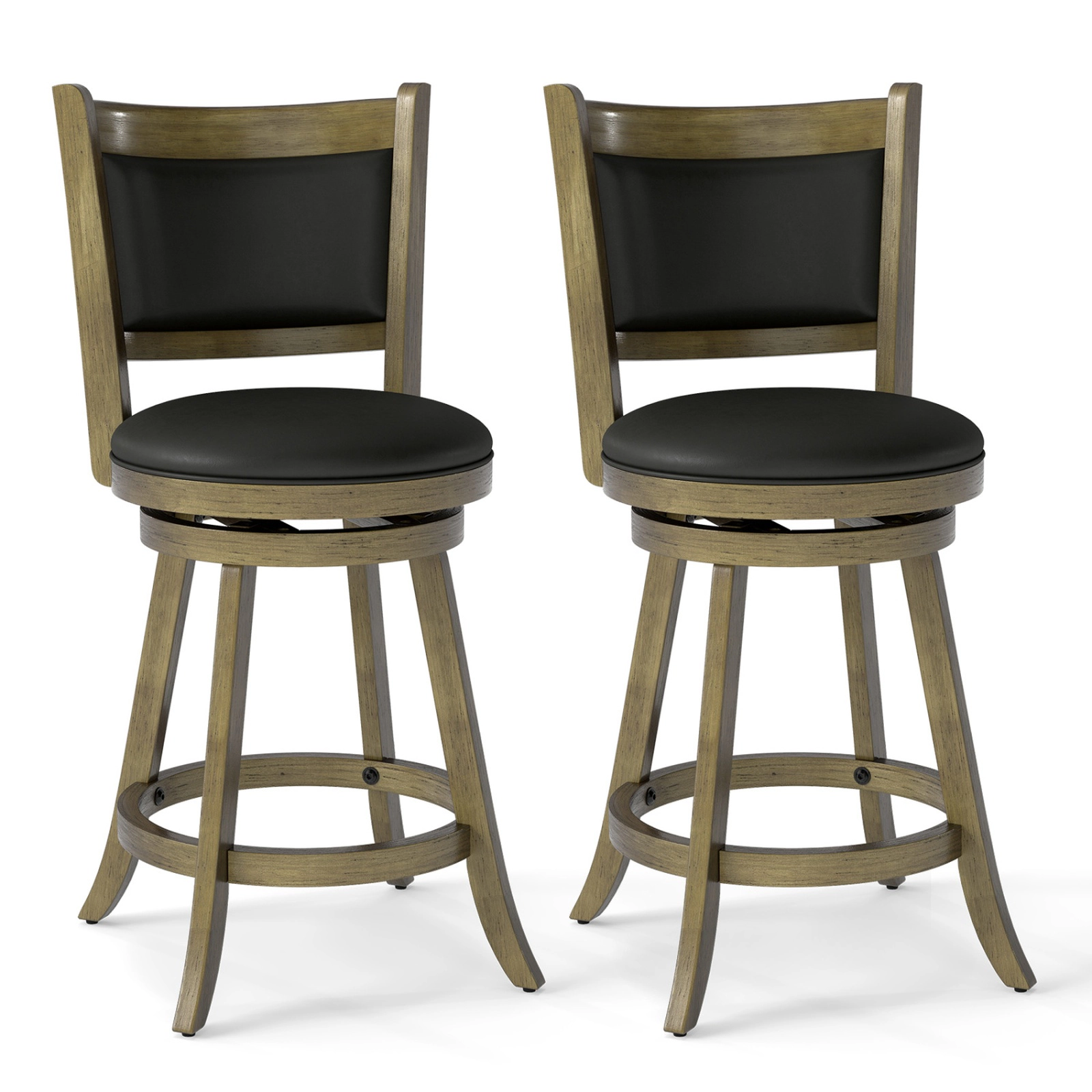 SUGIFT 2-Piece 24-in Swivel Counter Stool Dining Chair with Upholstered Seat 264-lb Capacity 17.5-in Wide Panel Back