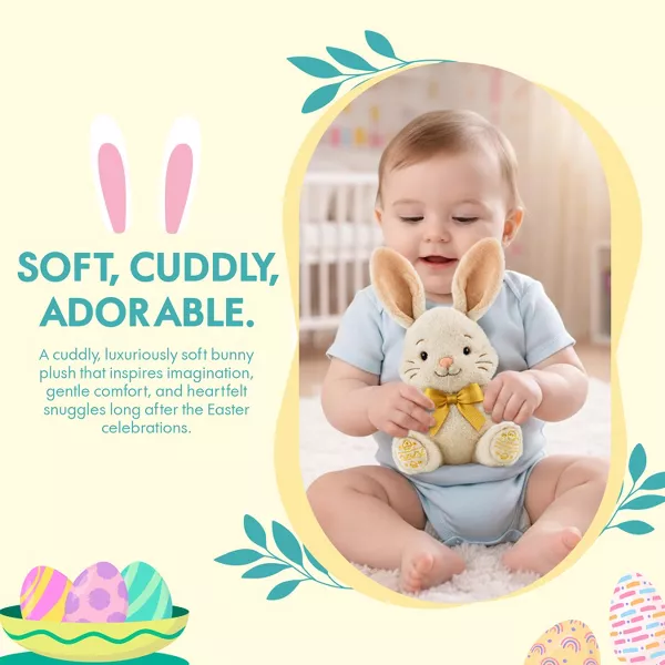 Sperric Easter Plush Bunny & Silicone Teether Toys Set, Soft Stuffed Toy 5-Pack