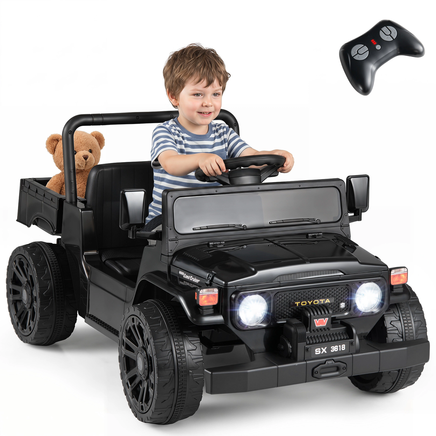 LJG Kids 12V Electric Ride on Truck with Dump Bed and Music Licensed Toyota