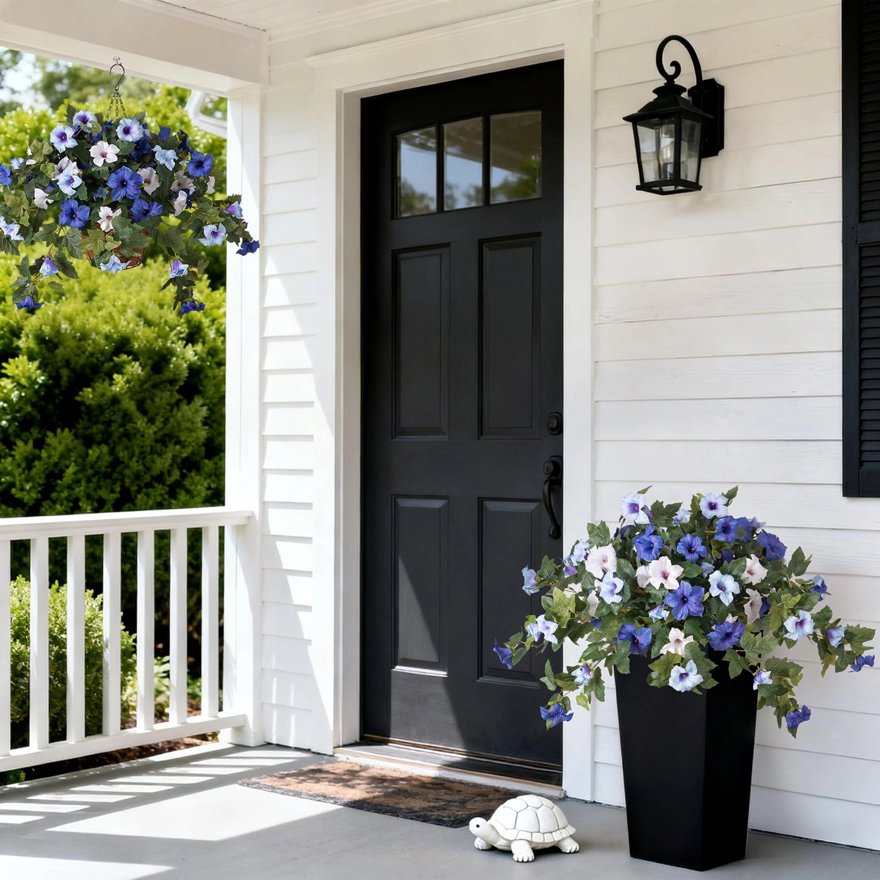 PUPWE Artificial Fall Flowers Petunias Plants For Outdoor Decoration